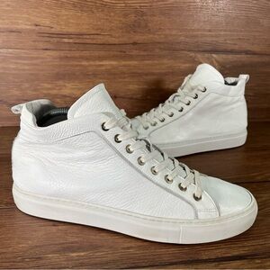 M. GEMI White Leather High Top Sneakers Women’s Size 40.5 Lace Up Shoes Palestra